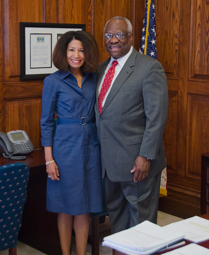 Circuit Mediator Lisa Jaye with Justice Thomas in Judge Leavy’s Chambers 