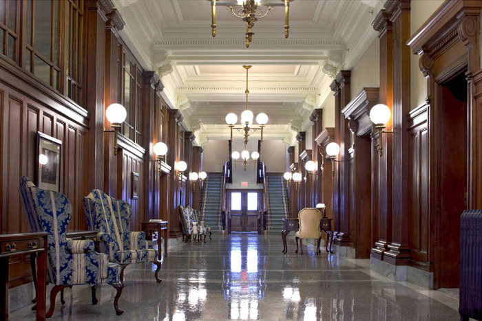 main first floor lobby, looking north