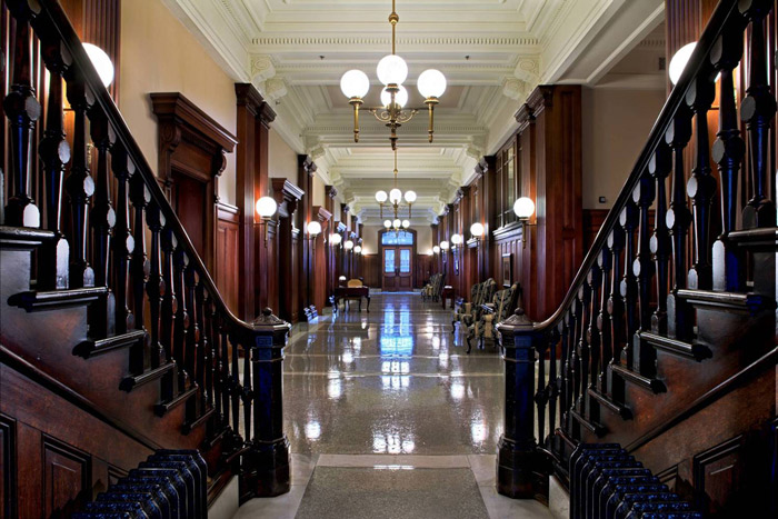 the main first floor lobby, looking south